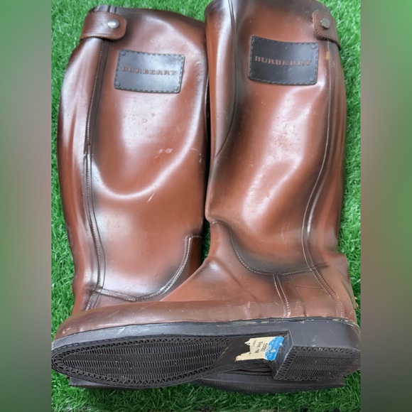 Burberry Sienna Equestrian Brown Rubber Rain Boots Size 40 in womens‎ - Picture 1 of 12